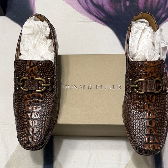 Donald J. Pliner Textured Brown Loafers